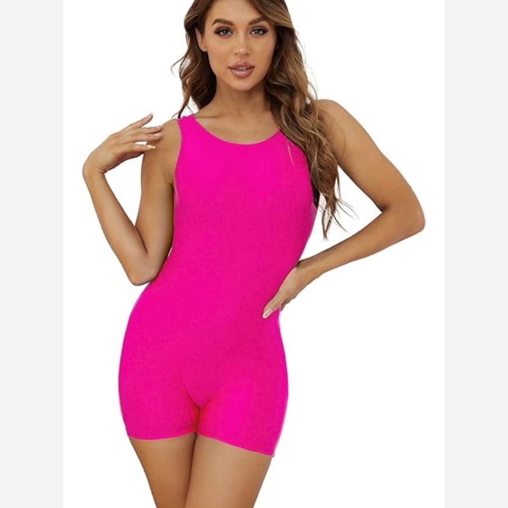 Barbie Hot  Pink Sleeveless stretch Bodysuit